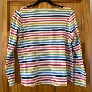 Appleseed’s Rainbow Stripe Long Sleeve Boatneck Tee Cotton Top M